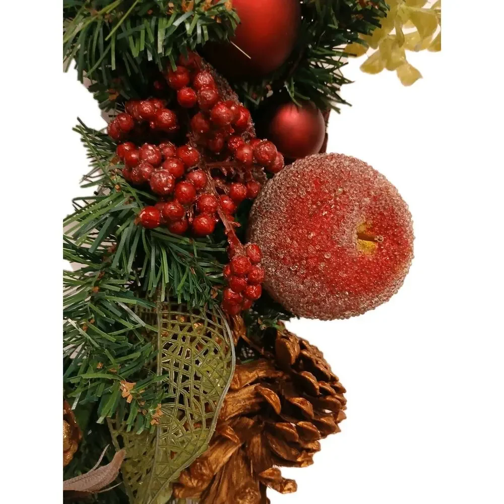 Partridge In Pear Tree Winter Door Wreath Realistic‎ Holiday Crystal Fruit Apple